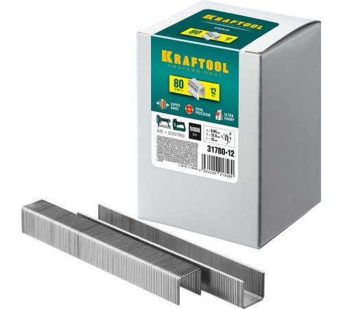 KRAFTOOL скобы тип 80, 12 мм, скобы для степлера 31780-12 KRAFTOOL скобы тип 80, 12 мм, скобы для степлера 31780-12