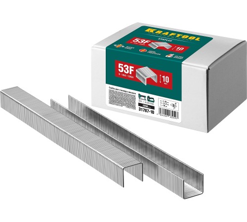 KRAFTOOL скобы тип 53F, 10 мм, скобы для степлера плоские 31787-10 KRAFTOOL скобы тип 53F, 10 мм, скобы для степлера плоские 31787-10