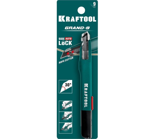 KRAFTOOL 9 мм, сегментированное лезвие, автостоп, нож GRAND-9 09192
