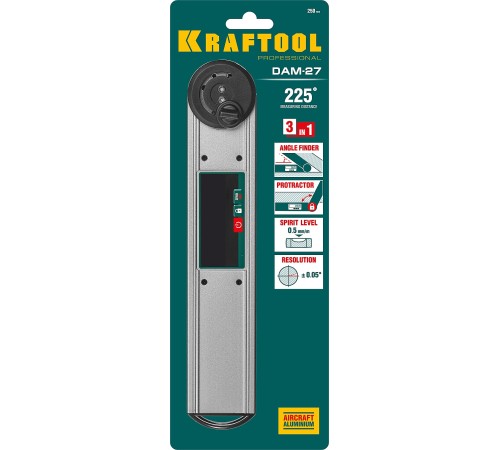 KRAFTOOL 0-225°, 250 мм, угломер электронный DAM-27 34684