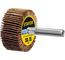 STAYER d 30 x 15 мм, P320, на шпильке d 6 мм, круг шлифовальный лепестковый (36606-320) STAYER d 30 x 15 мм, P320, на шпильке d 6 мм, круг шлифовальный лепестковый (36606-320)