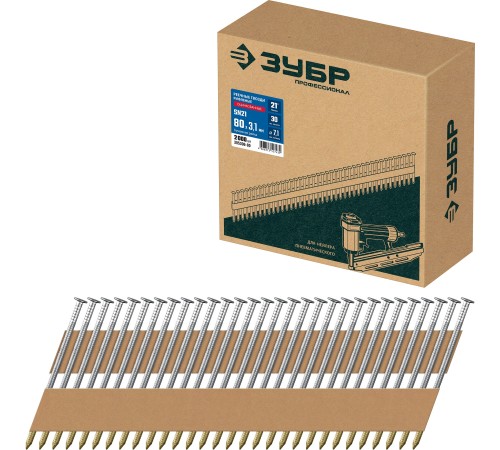 ЗУБР SN21 80 х 3.1 мм, реечные гвозди рифленые оцинкованные, 2010 шт (305396-80)