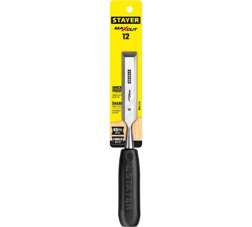 STAYER 12 мм, с плоской пластмассовой ручкой, стамеска 1820-12_z01 STAYER 12 мм, с плоской пластмассовой ручкой, стамеска 1820-12_z01
