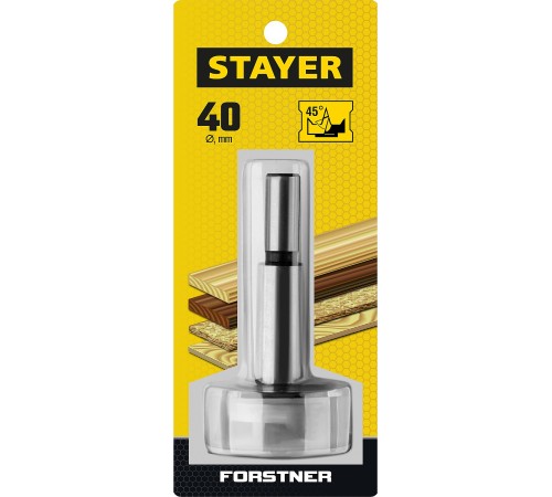 STAYER Ø40 х 90 мм, сверло Форстнера по дереву  STAYER Ø40 х 90 мм, сверло Форстнера по дереву