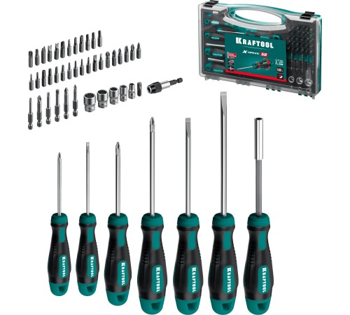 KRAFTOOL 50 шт, набор отверток и насадок X-Drive 25815 KRAFTOOL 50 шт, набор отверток и насадок X-Drive 25815