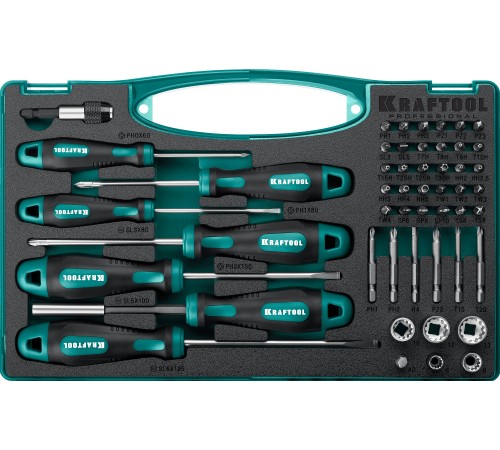 KRAFTOOL 50 шт, набор отверток и насадок X-Drive 25815 KRAFTOOL 50 шт, набор отверток и насадок X-Drive 25815