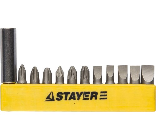 STAYER 12 шт., набор бит с адаптером 2609-H12_z01 STAYER 12 шт., набор бит с адаптером 2609-H12_z01