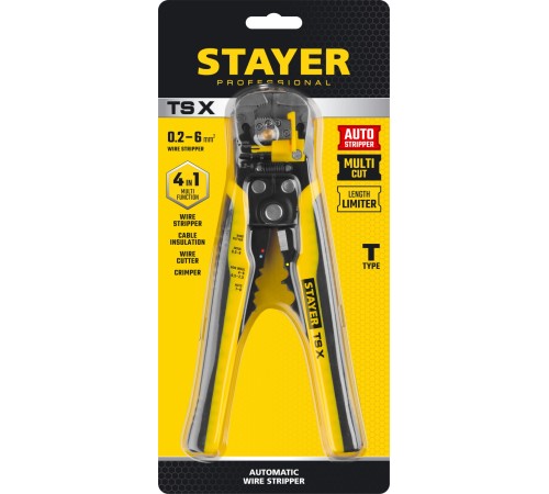 STAYER 0.2-6 мм², стриппер автоматический многофункциональный TS-X 22655 Professional STAYER 0.2-6 мм², стриппер автоматический многофункциональный TS-X 22655 Professional