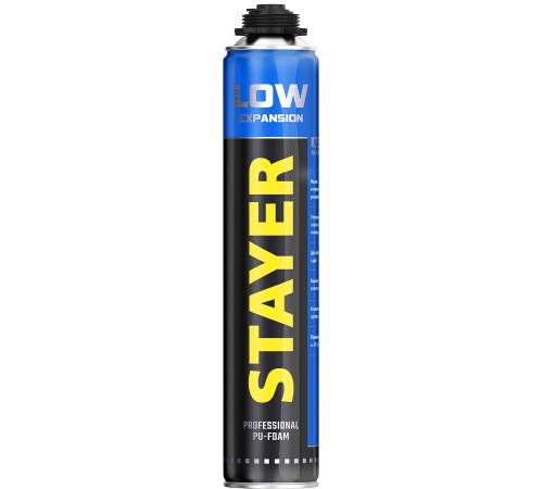 STAYER LOW EXPANSION, 800 мл, пистолетная, выход до 50 л, всесезонная, с низким вторичным расширением, монтажная пена, Professional (41136) STAYER LOW EXPANSION, 800 мл, пистолетная, выход до 50 л, всесезонная, с низким вторичным расширением, монтажная пена, Professional (41136)
