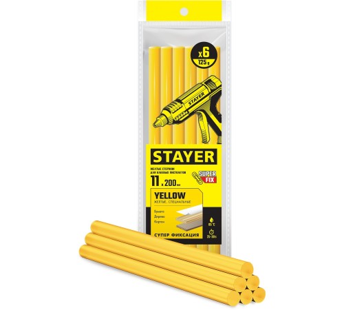 STAYER 6 шт, 11 х 200 мм, стержни клеевые для термоклеевых пистолетов 2-06821-Y-S06