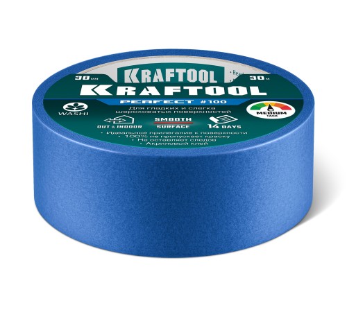 KRAFTOOL #100 Perfect 38 мм х 30 м, для гладких и шероховатых поверхностей, малярная лента (12101-38) KRAFTOOL #100 Perfect 38 мм х 30 м, для гладких и шероховатых поверхностей, малярная лента (12101-38)
