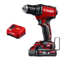 ЗУБР 20 В, 65 Н·м, 1 АКБ LMS (2 А·ч), бесщеточная дрель-шуруповерт (ДБ-65-21)