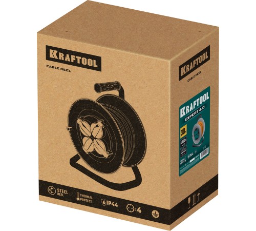 KRAFTOOL ПВС 3х2.5 30м 4000Вт IP44, Силовой удлинитель на стальной катушкеEXPERT (55089-30) KRAFTOOL ПВС 3х2.5 30м 4000Вт IP44, Силовой удлинитель на стальной катушкеEXPERT (55089-30)