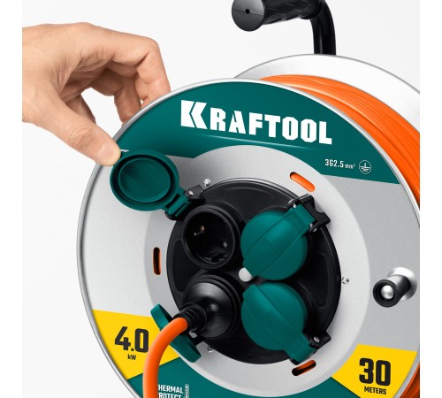 KRAFTOOL ПВС 3х2.5 30м 4000Вт IP44, Силовой удлинитель на стальной катушкеEXPERT (55089-30) KRAFTOOL ПВС 3х2.5 30м 4000Вт IP44, Силовой удлинитель на стальной катушкеEXPERT (55089-30)
