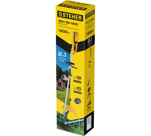 STEHER 1300 Вт, ш/с 38/25 см, коса сетевая SEH-38-1300 STEHER 1300 Вт, ш/с 38/25 см, коса сетевая SEH-38-1300