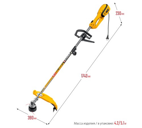 STEHER 1300 Вт, ш/с 38/25 см, коса сетевая SEH-38-1300 STEHER 1300 Вт, ш/с 38/25 см, коса сетевая SEH-38-1300