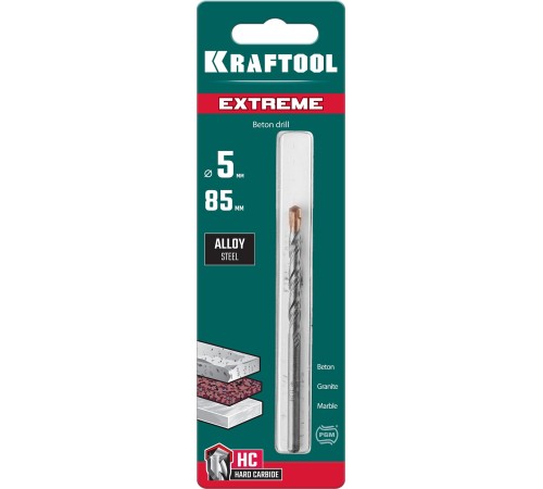 KRAFTOOL Extreme, 5 х 85 мм, цилиндр. хвостовик, сверло по бетону (29166-085-05) KRAFTOOL Extreme, 5 х 85 мм, цилиндр. хвостовик, сверло по бетону (29166-085-05)