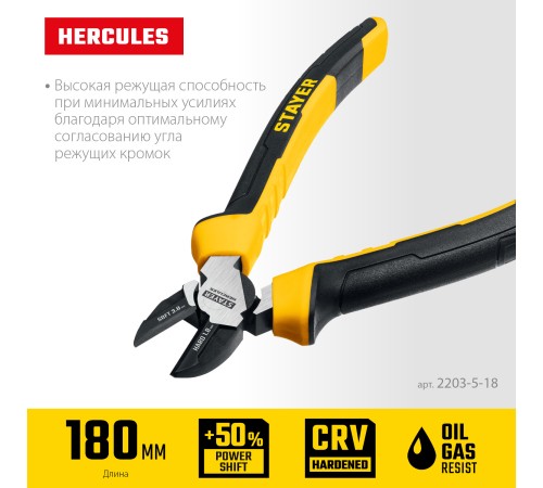 STAYER Hercules, 180 мм, бокорезы (2203-5-18) STAYER Hercules, 180 мм, бокорезы (2203-5-18)