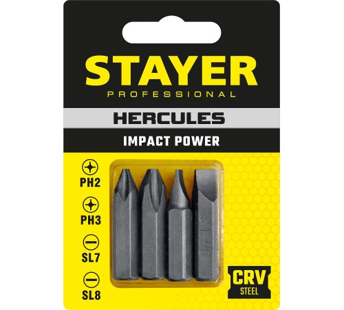 STAYER 4 шт, 36 мм, набор бит для ударной отвертки 25667-S4_z01 STAYER 4 шт, 36 мм, набор бит для ударной отвертки 25667-S4_z01