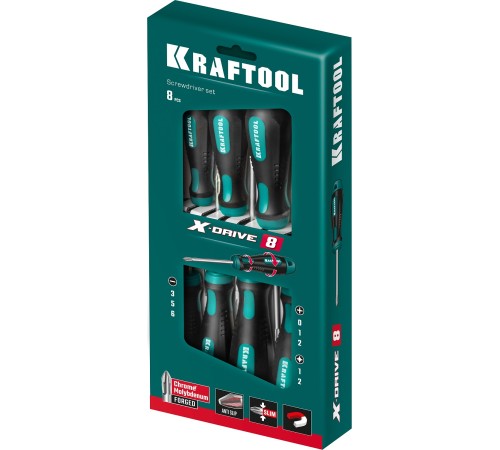 KRAFTOOL 8 шт, набор отверток Х-Drive-8 250081-H8 KRAFTOOL 8 шт, набор отверток Х-Drive-8 250081-H8