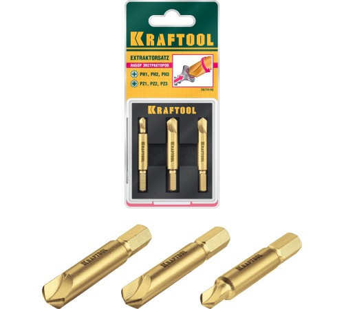 KRAFTOOL 3 шт., набор экстракторов поврежденного крепежа 26770-H3