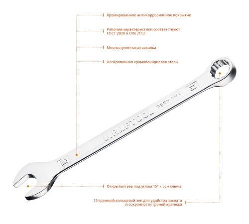 KRAFTOOL 13 мм, комбинированный гаечный ключ 27079-13_z01 KRAFTOOL 13 мм, комбинированный гаечный ключ 27079-13_z01