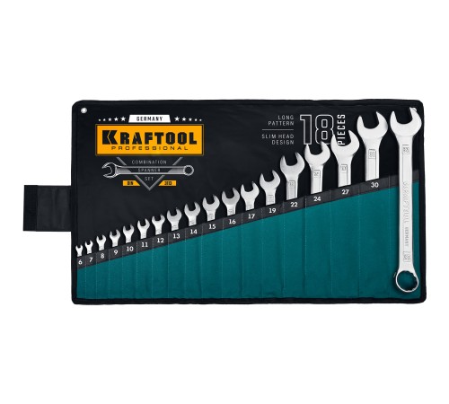 KRAFTOOL 18 шт, 6 - 32 мм, набор комбинированных гаечных ключей 27079-H18_z01 KRAFTOOL 18 шт, 6 - 32 мм, набор комбинированных гаечных ключей 27079-H18_z01