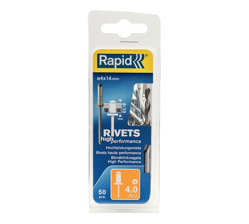 RAPID 4.0 х 14 мм, 50 шт, алюминиевая заклепка (5000385) RAPID 4.0 х 14 мм, 50 шт, алюминиевая заклепка (5000385)