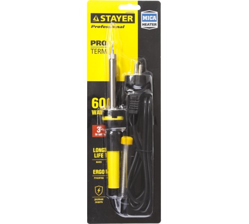 STAYER 60 Вт, 220 В, конус, двухкомпонентная рукоятка, электропаяльник Proterm 55300-60 Professional STAYER 60 Вт, 220 В, конус, двухкомпонентная рукоятка, электропаяльник Proterm 55300-60 Professional