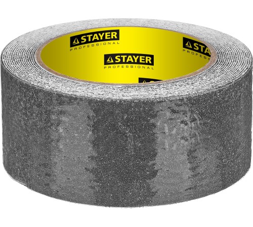 STAYER 50 мм х 5м, черная, лента клейкая противоскользящая (скотч) 12270-50-05 STAYER 50 мм х 5м, черная, лента клейкая противоскользящая (скотч) 12270-50-05