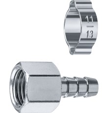 ЗУБР штуцер ″елочка″, 8 мм - 1/4″F, переходник с обжимным хомутом, Профессионал (64923-1/4-08)