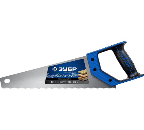 ЗУБР 7 TPI, 350 мм, ножовка универсальная (пила) МОЛНИЯ 7 1537-35_z02 Профессионал