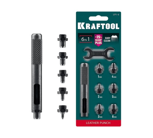 KRAFTOOL LPI-6 с набором насадок 1-6 мм, ударный пробойник для кожи (22951) KRAFTOOL LPI-6 с набором насадок 1-6 мм, ударный пробойник для кожи (22951)
