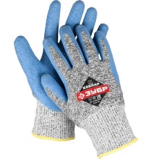 ЗУБР M, перчатки для защиты от порезов с рельефным латексным покрытием (11277-M)