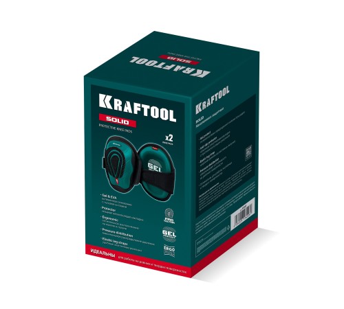 KRAFTOOL SOLID гелевая вставка, объёмная противоскользящая накладка, наколенники защитные (11517)