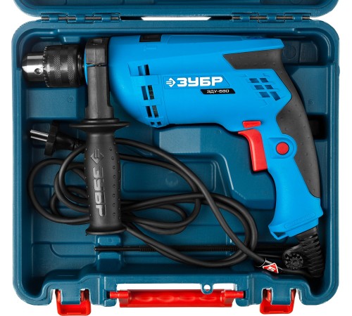 Дрель удар, ЗУБР Профессионал ЗДУ-680 ЭРКМ2, патрон 13мм, реверс, сталь-10мм/бетон-13мм/дерево-20мм, 0-3000 об/мин, 0-48000 уд/мин, 680 Вт, кейс