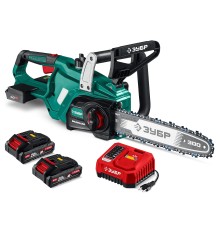 ЗУБР 40 В, (2x20В), 300 мм шина, 2 АКБ LMS (2 Ач), пила цепная аккумуляторная (ПЦБ-4030-22)
