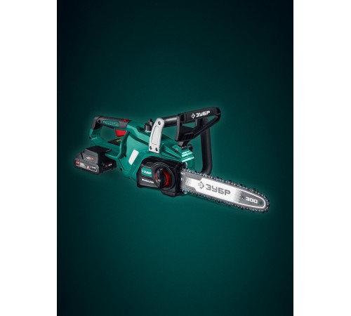 ЗУБР 40 В, (2x20В), 300 мм шина, 2 АКБ LMS (2 Ач), пила цепная аккумуляторная (ПЦБ-4030-22)