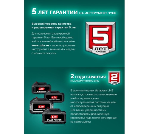 ЗУБР 40 В, (2x20В), 300 мм шина, 2 АКБ LMS (2 Ач), пила цепная аккумуляторная (ПЦБ-4030-22)