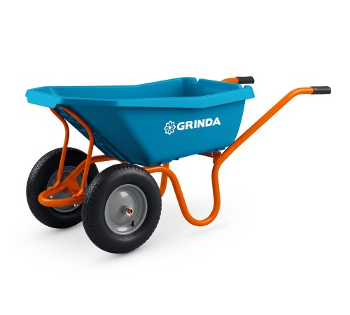 GRINDA GP-22, ударопрочный пластиковый кузов, 110 л, 220 кг, двухколесная, пневматические колеса, тачка садовая PROLine (422406)