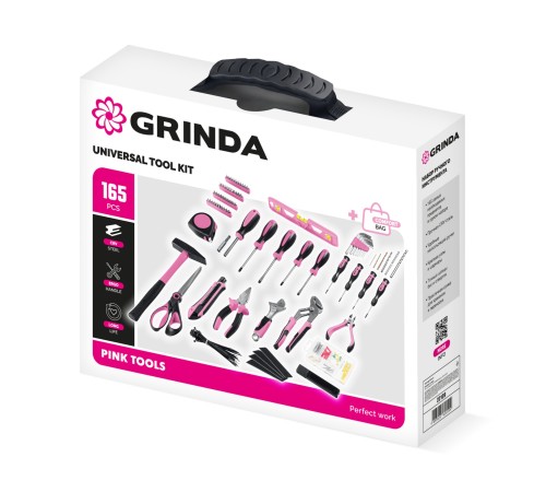 GRINDA Pink Force 165 предм, универсальный набор инструмента (22109)