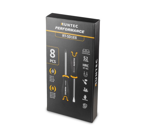 RUNTEC RT-SD1E8 Набор отверток RUNTEC S2 в ложементе EVA, 8 предметов