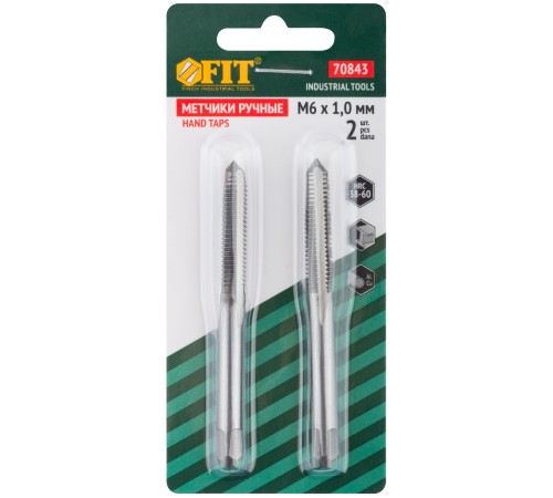 Метчики метрические, легированная сталь, набор 2 шт.  М6х1,0 мм FIT IT