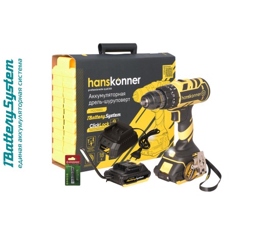 Аккумуляторный ударный шуруповерт Hanskonner HCD1865I 1BatterySystem Аккумуляторный ударный шуруповерт Hanskonner HCD1865I 1BatterySystem