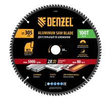 Пильный диск по алюминию ф305 х 30 мм, 100 зубьев Denzel