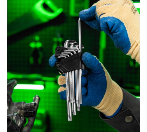 Набор ключей имбусовых Torx-Tempered, TT10-50, CrV, 9 шт., удлиненные Сибртех