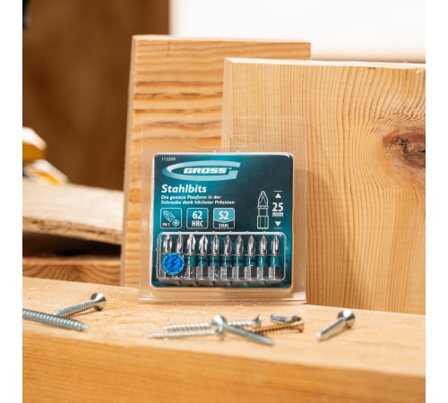 Бита PH1х25мм, сталь S2, шестигр., 10 шт. Gross