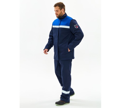 Костюм сварщика Велд-СОП 2 кл.защиты (тк.Хлопок-ОП,350) брюки, т.синий/васильковый