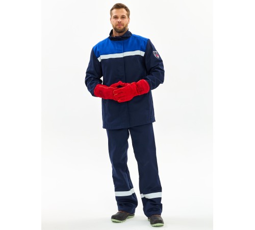 Костюм сварщика Велд-СОП 2 кл.защиты (тк.Хлопок-ОП,350) брюки, т.синий/васильковый