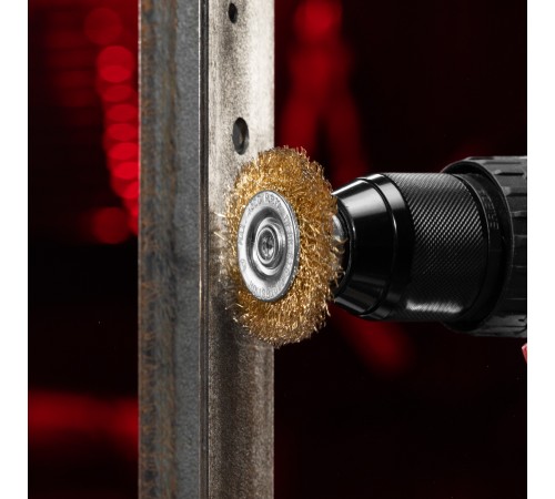 Щетка для дрели, 50 мм, плоская со шпилькой, латунированная витая проволока Matrix